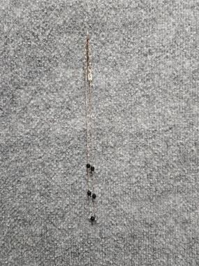 Vintage 1928 Brand Silver Tone Black Bead Station Chain Necklace, Dainty
